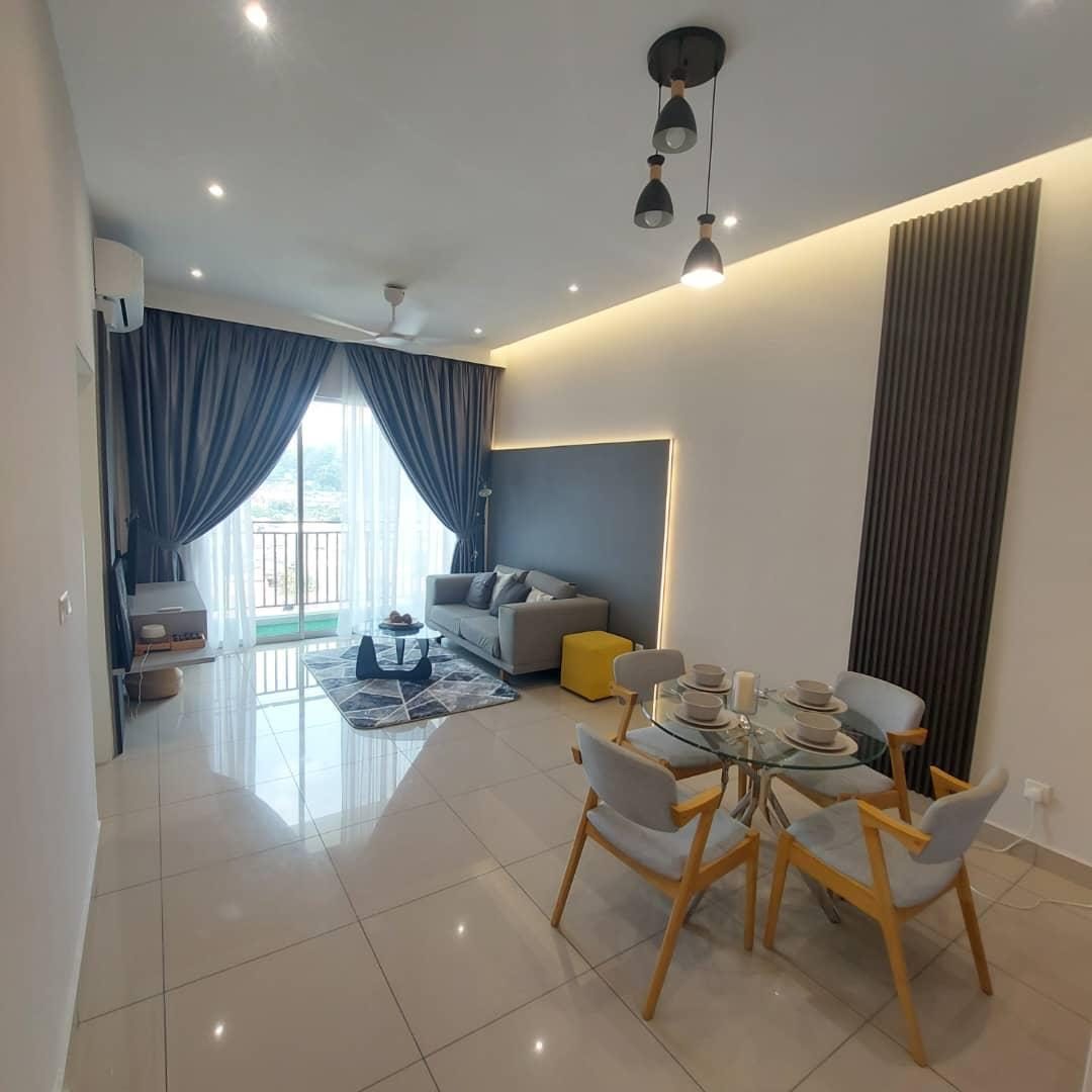 Actual photo — living and dining hall, Bayu Temiang show unit